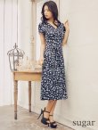 画像7: XS-Lサイズあり 【GINZA COUTURE/銀座クチュール】フラワープリント/ 半袖/ 袖あり/ Aライン/ フレア/ ワンピース/ ミディアムドレス/ キャバドレス[OF2] (7)