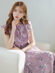 画像5: XS-Lサイズあり 【GINZA COUTURE/銀座クチュール】花柄/ リボン/ ハイネック/ ノースリーブ/ フリル/ フレア/ ミモレ丈/ ワンピース/ ミディアムドレス/ キャバドレス[OF2] (5)