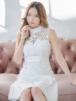 画像4: XS-Lサイズあり【SETTAN/セッタン】 バタフライ/ レース/ シンプル/ ワンカラー/ ハイネック/ ノースリーブ/ Aライン/ ワンピース/ ミニドレス/ キャバドレス[OF2] (4)