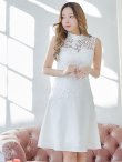 画像5: XS-Lサイズあり【SETTAN/セッタン】 バタフライ/ レース/ シンプル/ ワンカラー/ ハイネック/ ノースリーブ/ Aライン/ ワンピース/ ミニドレス/ キャバドレス[OF2] (5)