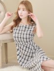画像3: XS-Lサイズあり 【GINZA COUTURE/銀座クチュール】ツイード/ ノースリーブ/ Aライン/ フレア/ 膝丈/ ミディアムドレス/ キャバドレス[OF2] (3)