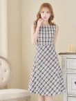 画像4: XS-Lサイズあり 【GINZA COUTURE/銀座クチュール】ツイード/ ノースリーブ/ Aライン/ フレア/ 膝丈/ ミディアムドレス/ キャバドレス[OF2] (4)
