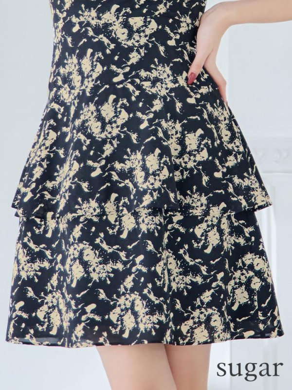 画像11: XS-Lサイズあり 【GINZA COUTURE/銀座クチュール】プリント/ ハイネック/ ノースリーブ/ フリル/ Aライン/ ワンピース/ ミニドレス/ キャバドレス[OF2] (11)