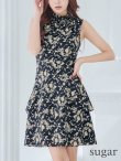画像8: XS-Lサイズあり 【GINZA COUTURE/銀座クチュール】プリント/ ハイネック/ ノースリーブ/ フリル/ Aライン/ ワンピース/ ミニドレス/ キャバドレス[OF2] (8)