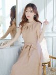 画像3: XS-Lサイズあり 【GINZA COUTURE/銀座クチュール】シンプル/ ワンカラー/ ノースリーブ/ ボタン/ ウエストリボン/ ミディアム丈/ 膝丈/ Aライン/ フレア/ ワンピース/ ミディアムドレス/ キャバドレス[OF2] (3)