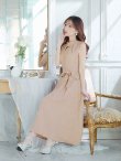 画像5: XS-Lサイズあり 【GINZA COUTURE/銀座クチュール】シンプル/ ワンカラー/ ノースリーブ/ ボタン/ ウエストリボン/ ミディアム丈/ 膝丈/ Aライン/ フレア/ ワンピース/ ミディアムドレス/ キャバドレス[OF2] (5)
