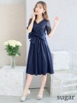 画像8: XS-Lサイズあり 【GINZA COUTURE/銀座クチュール】ワンカラー/ レース/ ウエストリボン/ 半袖/ 袖あり/ Aライン/ ミディアム丈/ ワンピース/ キャバドレス[OF2] (8)