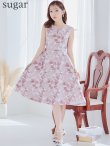 画像10: XS-Lサイズあり 【GINZA COUTURE/銀座クチュール】フラワープリント/ ノースリーブ/ ハイウエスト/ Aライン/ ミディアム丈/ 膝丈/ フレア/ ワンピース / キャバドレス[OF2] (10)