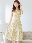 画像5: 【XSサイズあり】 【GINZA COUTURE/銀座クチュール】ワンピース/ フラワープリント/ ノースリーブ/ Aライン/ フレア/ ミモレ丈/ ミディアムドレス/ キャバドレス[OF2] (5)