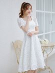 画像3: XS-Lサイズあり 【GINZA COUTURE/銀座クチュール】総レース/ パフスリーブ/ 袖あり/ Aライン/ ワンピース/ ミディアムドレス/ キャバドレス[OF2] (3)