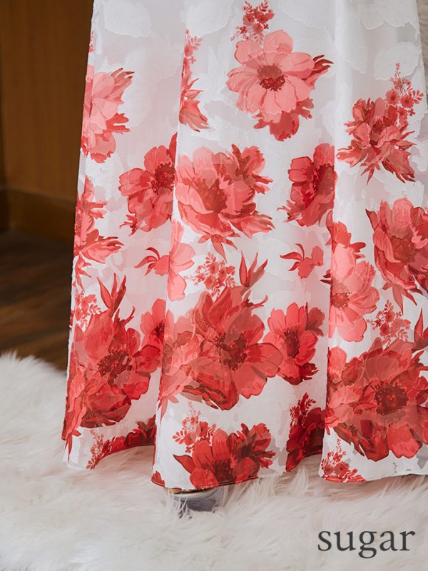 画像11: XS-Lサイズあり 【GINZA COUTURE/銀座クチュール】フラワープリント/ ノースリーブ/ フレア/ Aライン/ ロングドレス/ キャバドレスlong[OF2] (11)