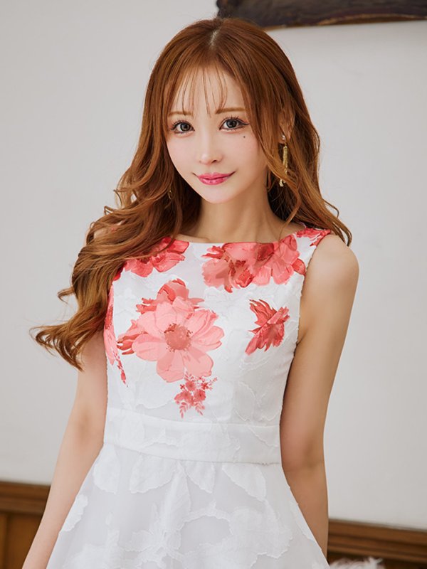 画像3: XS-Lサイズあり 【GINZA COUTURE/銀座クチュール】フラワープリント/ ノースリーブ/ フレア/ Aライン/ ロングドレス/ キャバドレスlong[OF2] (3)