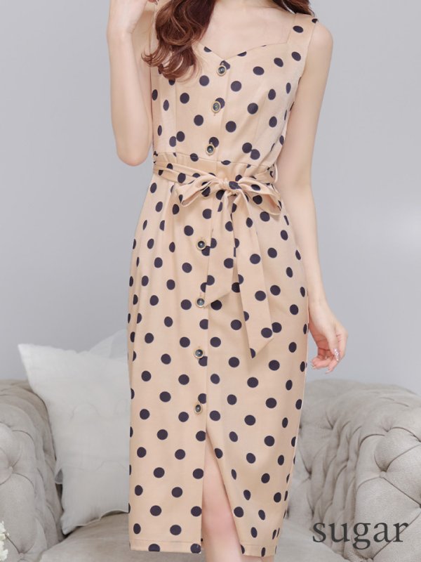 画像8: XS-Lサイズあり 【GINZA COUTURE/銀座クチュール】ドット/ ノースリーブ/ ワンピース/ タイト/ ミモレ丈/ ミディアムドレス/ キャバドレス[OF2] (8)