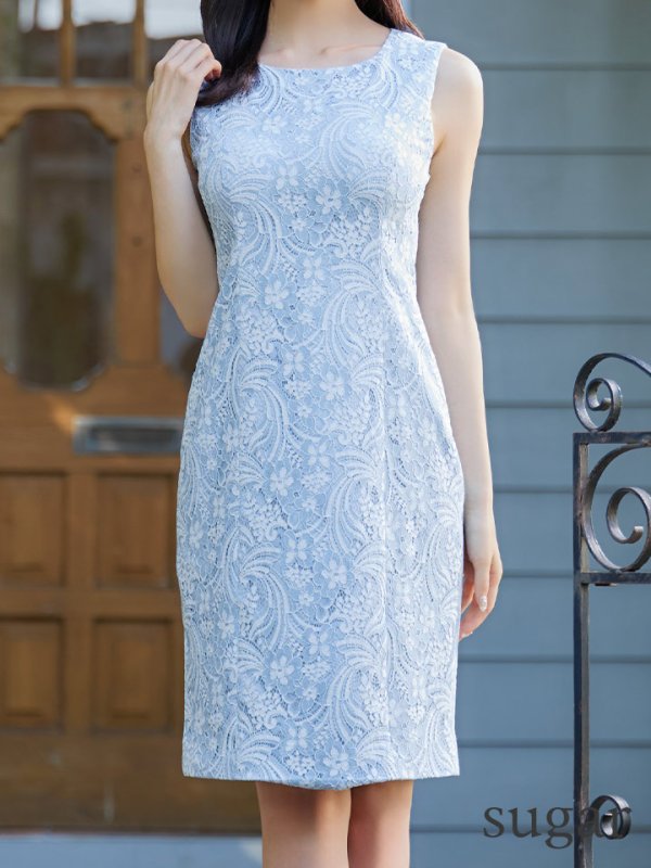 画像8: XS-Lサイズあり 【GINZA COUTURE/銀座クチュール】フラワーレース/ ノースリーブ/ ひざ丈/ タイト/ ワンピース/ ミディアムドレス/ キャバドレス[OF2] (8)