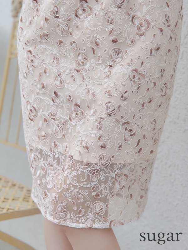 画像10: XS-Lサイズあり 【GINZA COUTURE/銀座クチュール】レース/ シアー/ ノースリーブ/ タイト/ ワンピース/ ミディアムドレス/ キャバドレス[OF2] (10)