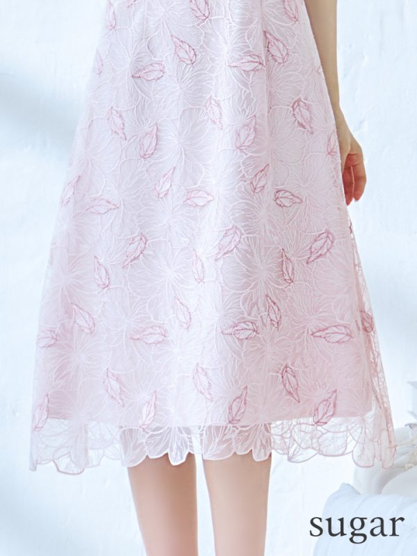 画像12: XS-Lサイズあり 【GINZA COUTURE/銀座クチュール】フラワーレース/ ノースリーブ/ Aライン/ フレア/ ミディアム丈/ ワンピース/ ミディアムドレス/ キャバドレス[OF2] (12)