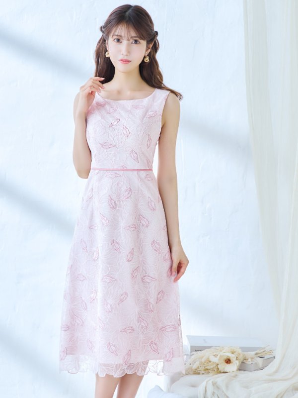 画像7: XS-Lサイズあり 【GINZA COUTURE/銀座クチュール】フラワーレース/ ノースリーブ/ Aライン/ フレア/ ミディアム丈/ ワンピース/ ミディアムドレス/ キャバドレス[OF2] (7)