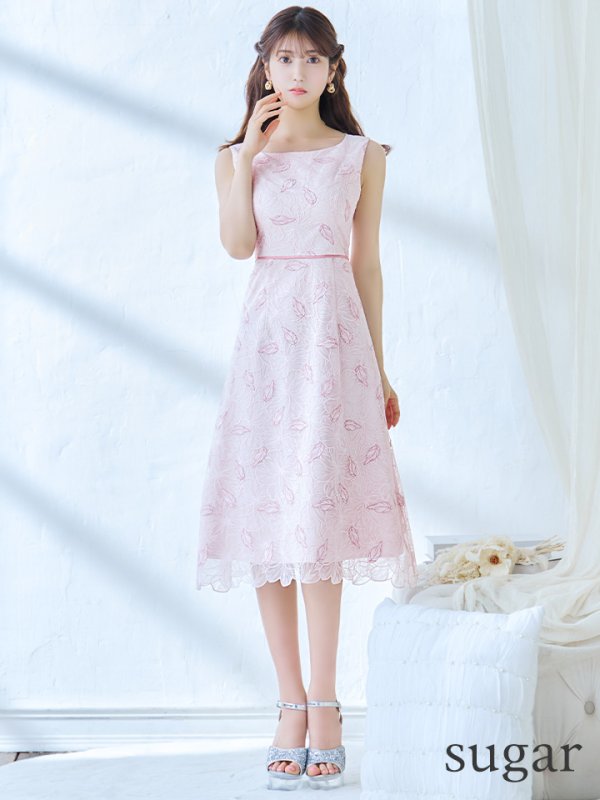 画像8: XS-Lサイズあり 【GINZA COUTURE/銀座クチュール】フラワーレース/ ノースリーブ/ Aライン/ フレア/ ミディアム丈/ ワンピース/ ミディアムドレス/ キャバドレス[OF2] (8)