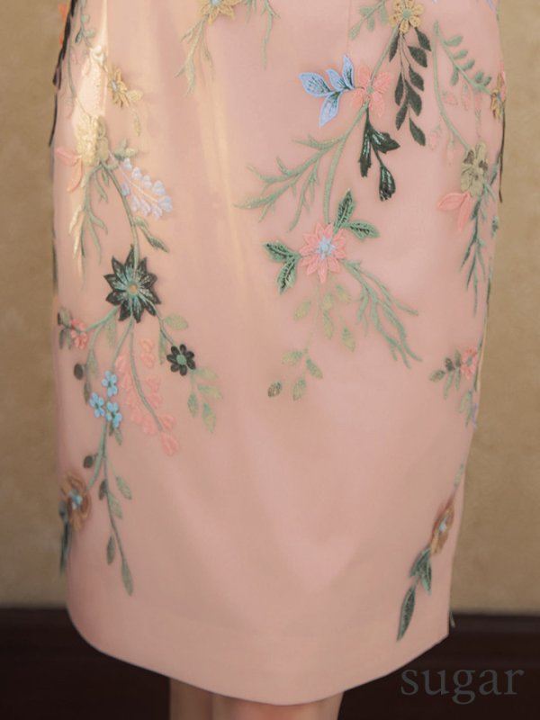 画像9: XS-Lサイズあり 【GINZA COUTURE/銀座クチュール】 ノースリーブ/ タイト/ ウエストリボン/ フラワー刺繍/ ワンピース/ ミニドレス/ キャバドレス[OF2] (9)