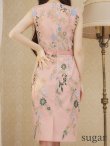 画像8: XS-Lサイズあり 【GINZA COUTURE/銀座クチュール】 ノースリーブ/ タイト/ ウエストリボン/ フラワー刺繍/ ワンピース/ ミニドレス/ キャバドレス[OF2] (8)