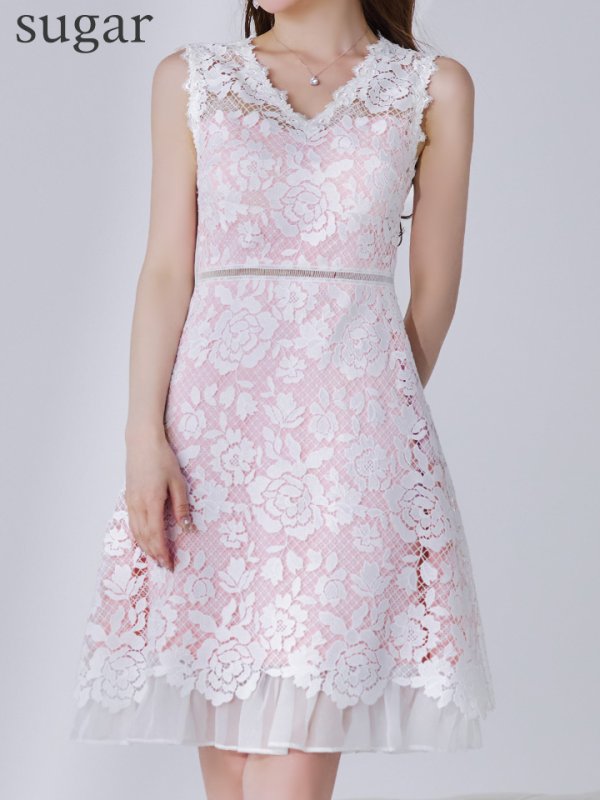 ピンク×ホワイト モデル:ゆめ 身長:160cm 着用サイズ:Sサイズ