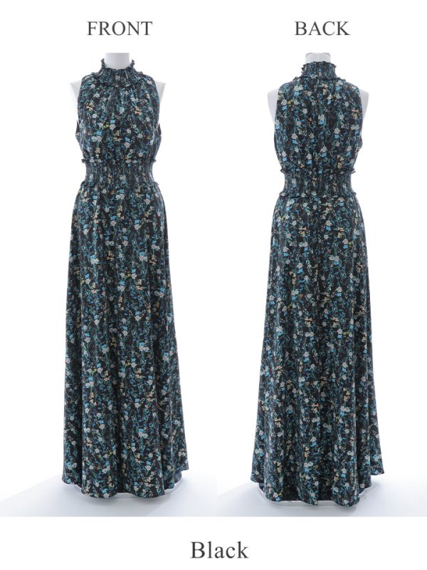 画像26: 【GINZA COUTURE/銀座クチュール】フラワープリント/ ハイネック/ ノースリーブ/ Aライン/ ロングドレス / キャバドレス long[OF2] (26)