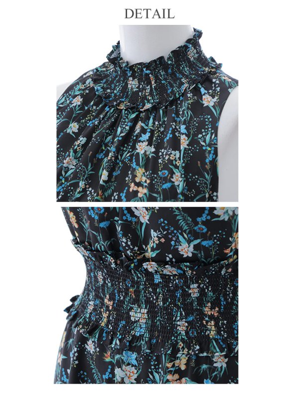 画像25: 【GINZA COUTURE/銀座クチュール】フラワープリント/ ハイネック/ ノースリーブ/ Aライン/ ロングドレス / キャバドレス long[OF2] (25)