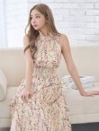画像5: 【GINZA COUTURE/銀座クチュール】フラワープリント/ ハイネック/ ノースリーブ/ Aライン/ ロングドレス / キャバドレス long[OF2] (5)