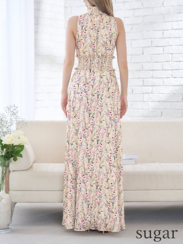 画像10: 【GINZA COUTURE/銀座クチュール】フラワープリント/ ハイネック/ ノースリーブ/ Aライン/ ロングドレス / キャバドレス long[OF2] (10)