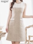 画像15: XS-Lサイズあり 【GINZA COUTURE/銀座クチュール】バイカラー/ 切替/ ツイード/ ノースリーブ/ Aライン/ 膝丈/ ミディアムドレス/ キャバドレス[OF2] (15)
