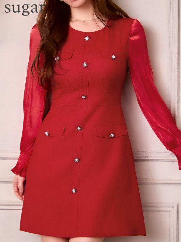 ワインレッド　モデル：ゆめ　身長：160cm　着用サイズ：7号(Sサイズ)