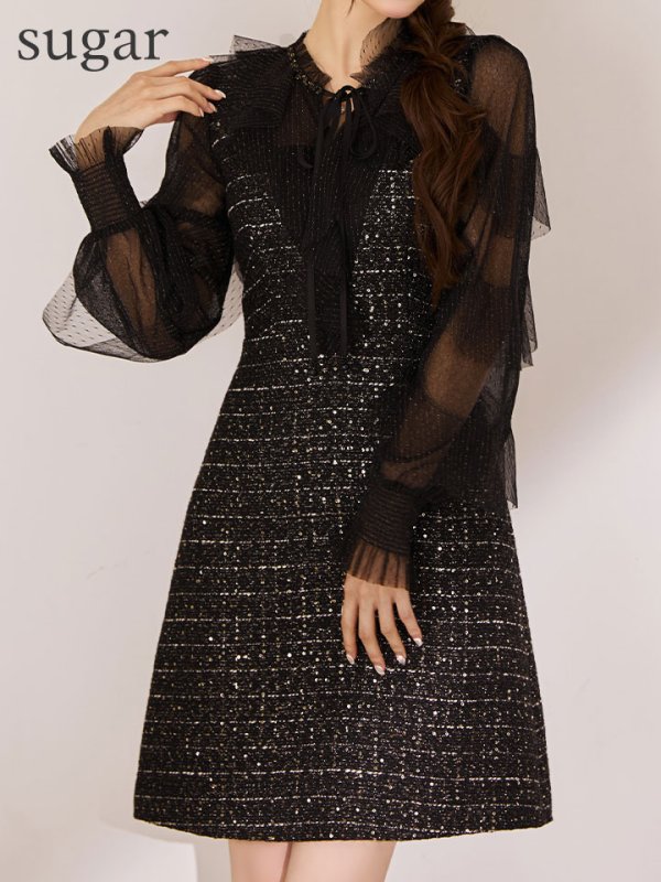 ブラック モデル：ももか　身長：156cm　着用サイズ：Sサイズ