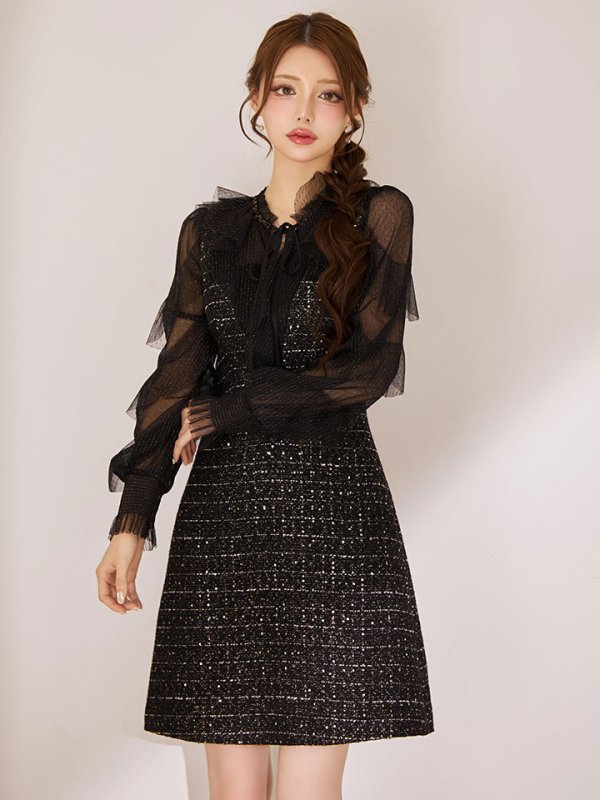 ブラック モデル：ももか　身長：156cm　着用サイズ：Sサイズ