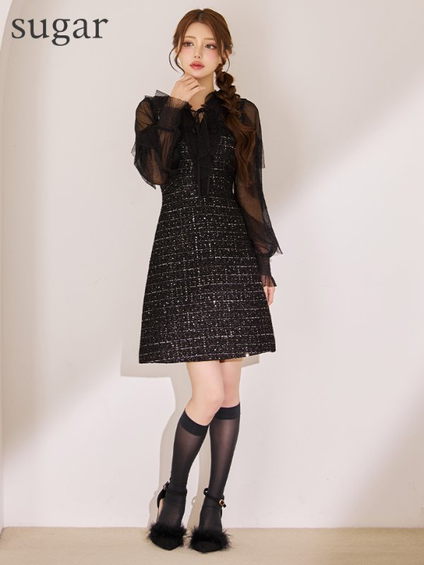 ブラック モデル：ももか　身長：156cm　着用サイズ：Sサイズ