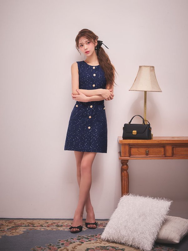 ネイビー　モデル：るりぴ　身長：165cm　着用サイズ：Sサイズ