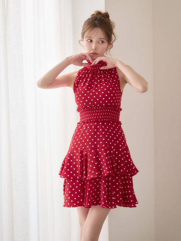 レッド×ホワイト　モデル：ゆめ　身長：160cm　着用サイズ：7号(Sサイズ)