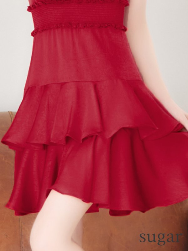 レッド　モデル：れみれみ　身長：163cm　着用サイズ：7号(Sサイズ)