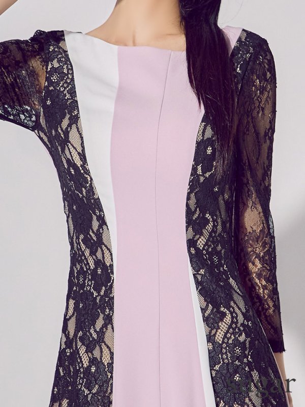 パープルxブラック モデル：まおちゃる　身長：158cm 着用サイズ：7号(Sサイズ)