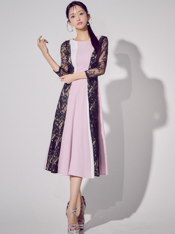 パープルxブラック モデル：まおちゃる　身長：158cm 着用サイズ：7号(Sサイズ)