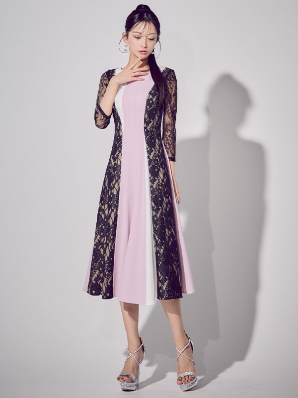 パープルxブラック モデル：まおちゃる　身長：158cm 着用サイズ：7号(Sサイズ)