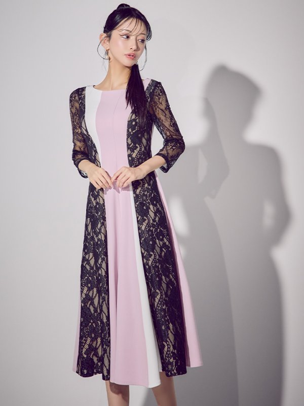 パープルxブラック モデル：まおちゃる　身長：158cm 着用サイズ：7号(Sサイズ)