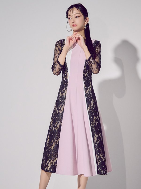 パープルxブラック モデル：まおちゃる　身長：158cm 着用サイズ：7号(Sサイズ)