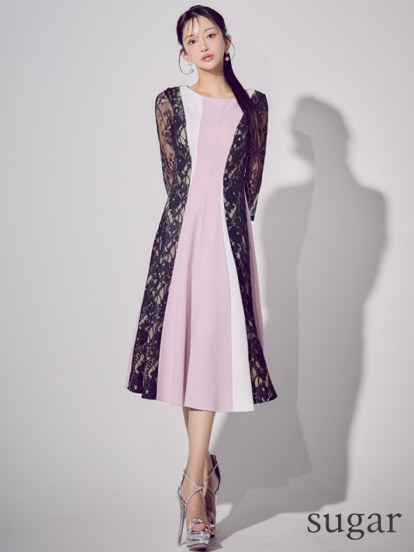 パープルxブラック モデル：まおちゃる　身長：158cm 着用サイズ：7号(Sサイズ)