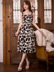 画像7: XS-Lサイズあり【GINZA COUTURE/銀座クチュール】フラワープリント/ バイカラー/ ノースリーブ/ Aライン/ 膝丈/ フレア/ ワンピース/ ミディアムドレス/ キャバドレス[OF2] (7)