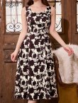 画像8: XS-Lサイズあり【GINZA COUTURE/銀座クチュール】フラワープリント/ バイカラー/ ノースリーブ/ Aライン/ 膝丈/ フレア/ ワンピース/ ミディアムドレス/ キャバドレス[OF2] (8)