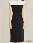 画像9: XS-Lサイズあり 【GINZA COUTURE/銀座クチュール】バイカラー/ バストギャザー/ Vネック/ バックスリット/ ストレッチ/ シンプル/ ノースリーブ/ タイト/ 膝丈/ ミディアムドレス/ キャバドレス[OF2] (9)