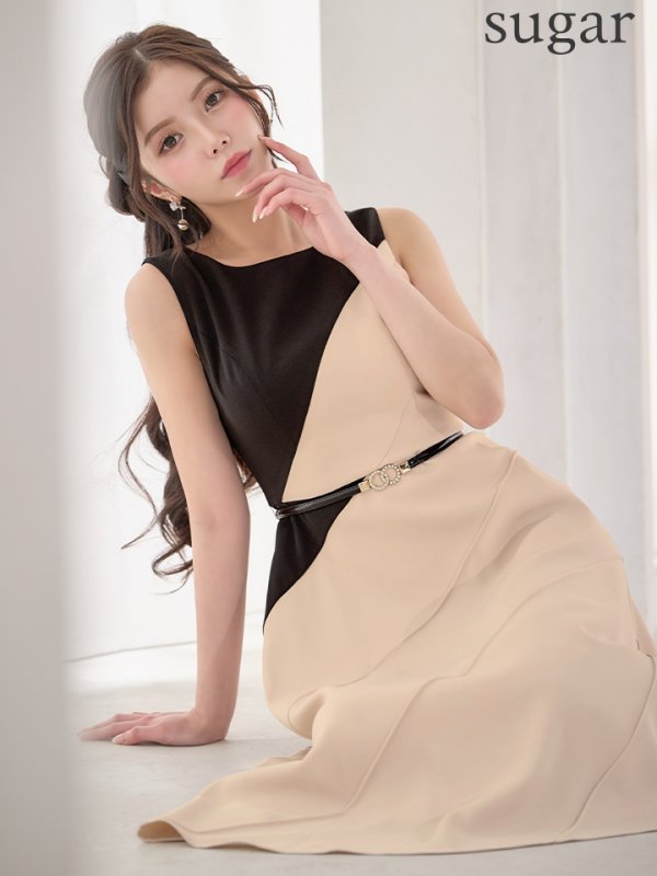 ブラックxベージュ　モデル：せいは　身長：160cm　着用サイズ：7号(Sサイズ)