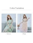 画像17: 【GINZA COUTURE/銀座クチュール】フラワープリント/ 半袖/ 袖あり/ Aライン/ フレア/ ミモレ丈/ ワンピース/ ミディアムドレス/ キャバドレス[OF2] (17)