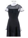 画像13: 【GINZA COUTURE/銀座クチュール】ドットレース/ 刺繍レース/ シアー/ ケープ/ ボレロ/ ドッキング/ フレア/ ミモレ丈/ ワンピース/ ミディアムドレス/ キャバドレス[OF2] (13)