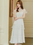 画像19: 【GINZA COUTURE/銀座クチュール】ドットレース/ 刺繍レース/ シアー/ ケープ/ ボレロ/ ドッキング/ フレア/ ミモレ丈/ ワンピース/ ミディアムドレス/ キャバドレス[OF2] (19)